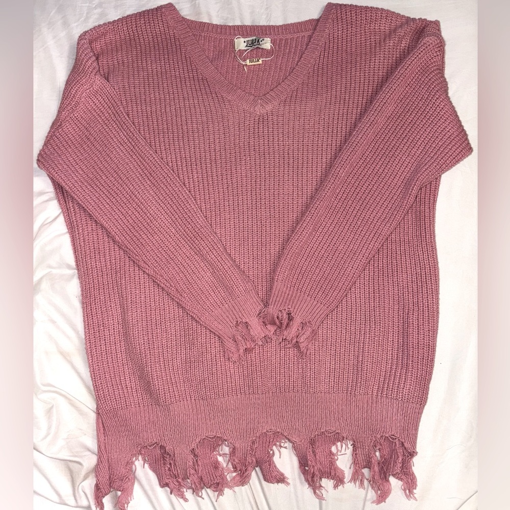 JULIA one size distressed ends sweater
